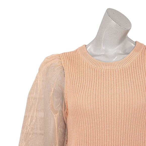 MAJORELLE Kinship Sweater Sheer Sleeves in Peach Knit Women's size Small - Picture 6 of 10